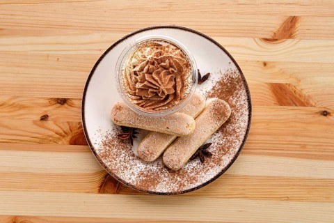 Whipped cream with ladyfinger cookie