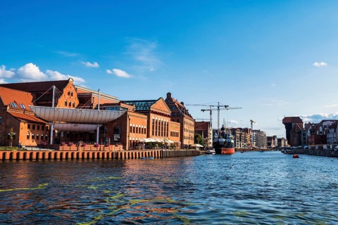 Hanseatic league houses on the Motlawa river