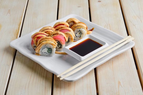 Top view of rolls with tuna