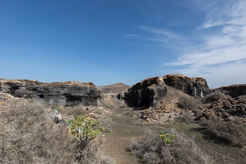 Rocky landscape around the volcano Montana de Guenia