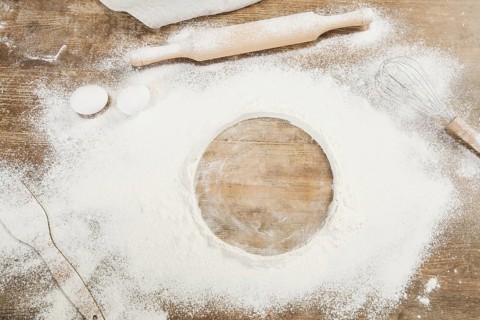 Top view flour wooden surface. Resolution and high quality beautiful photo