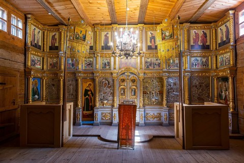 Interior of a Wooden church