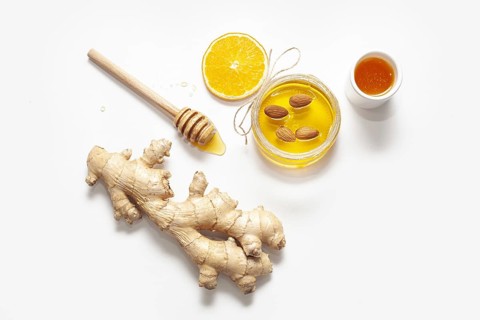 Top view ginger with honey stick. Resolution and high quality beautiful photo