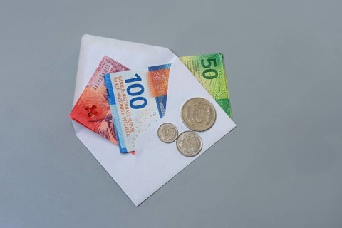 Swiss banknotes with envelope
