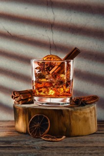 Cold cocktail with brandy and orange liquor