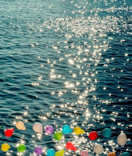 Balloon on a string on water for shooting game