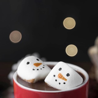 Red cup hot chocolate with marshmallows close up. Resolution and high quality beautiful photo
