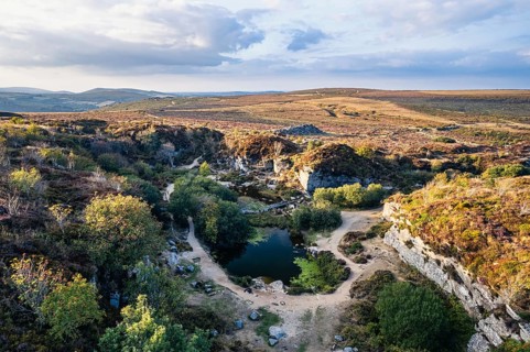 Haytor Quarry from a drone