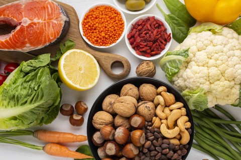Flay lay natural healthy food