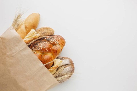 Paper bag with variety bread