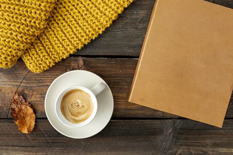 Top view cup coffee wooden table. Resolution and high quality beautiful photo