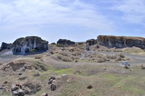 Rocky landscape around the volcano Montana de Guenia