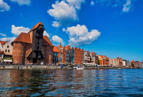 Hanseatic league houses on the Motlawa river