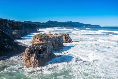 Aerial of the coastline of Cape giant