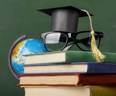 Front view educational objects assortment close up