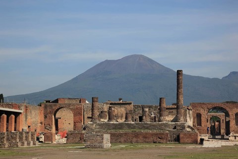 View over the Forum to Vesuvius