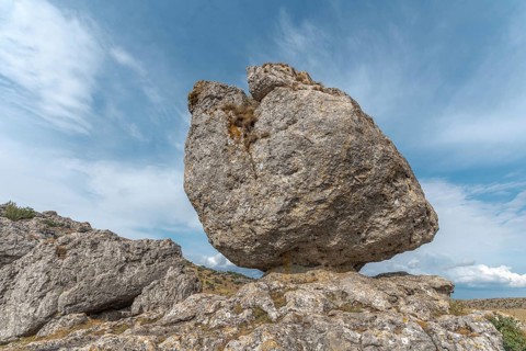 Strangely shaped rocks in the chaos of Nimes le Vieux in the Cevennes National Park. Unesco World Heritage. Fraissinet-de-Fourques