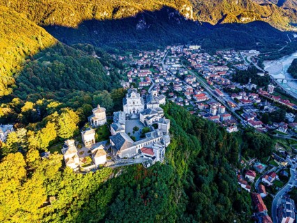 Aerial of the Unesco world heritage site Sacro Monte de Varallo