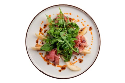 Salad with jamon
