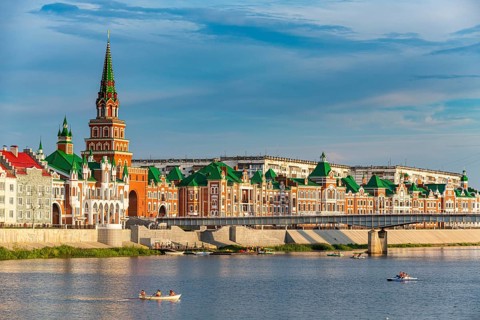 Houses build in the style of Bruges in Yoshkar-Ola