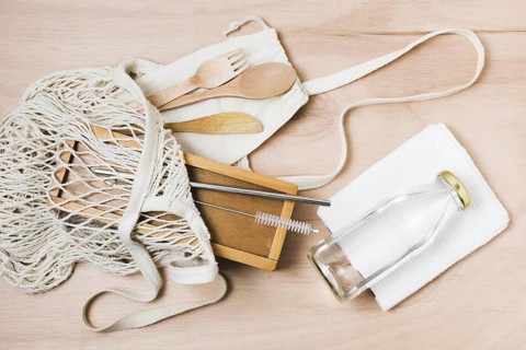 Flat lay zero waste assortment