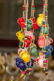 Traditional clay pottery for sale at the market