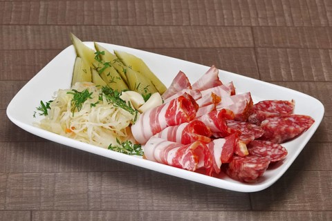 Plate with ham