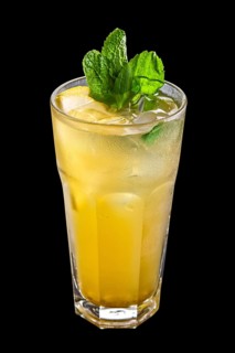 Cold citrus lemonade isolated on black background