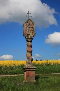 Wayside shrine in the field landscape near Hofbieber in the Rhoen