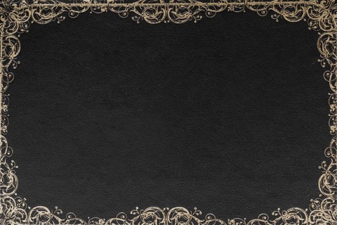 Ornate border design against black background card