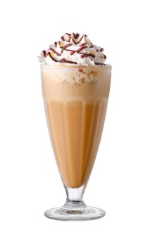 Chicolate milkshake with caramel isolated on white background