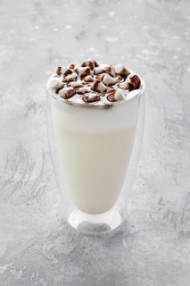 Milkshake with vegetable whipped cream foam