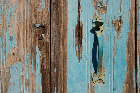 Blue wooden door