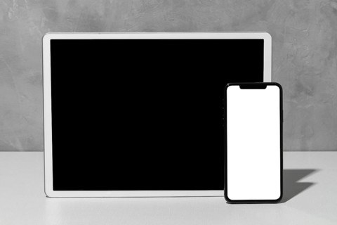 Front view of devices with copy space
