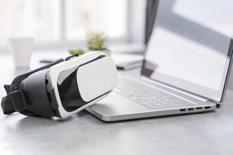 Virtual reality headset laptop. Resolution and high quality beautiful photo