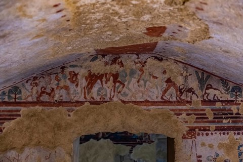 Beautiful wall paintings in the Necropolis of Tarchuna
