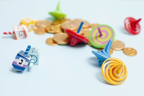 Close up hanukkah collection dreidel