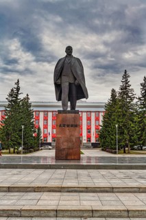 Lenin statue before the town hall of