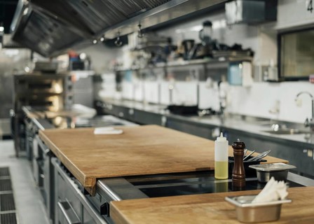 Front view professional kitchen
