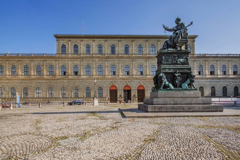 Munich Residence at Max-Josef-Platz with Max-Josef-Monument