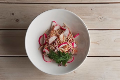 Portion of salad with radish