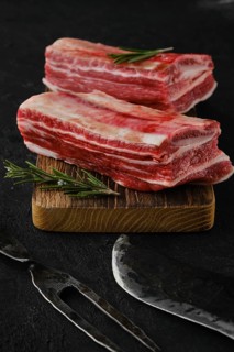 Closeup raw beef short ribs