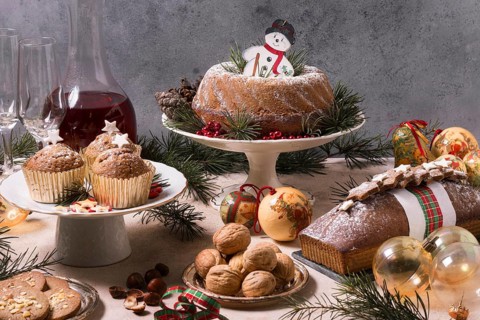 High angle christmas feast with delicious food