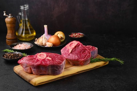 Raw beef shank cross cut