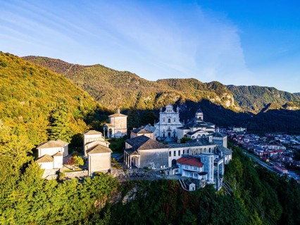 Aerial of the Unesco world heritage site Sacro Monte de Varallo