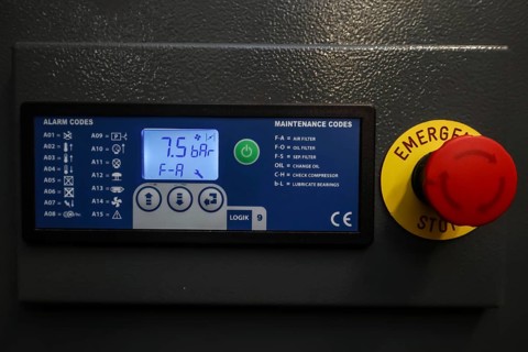 Compressor control panel in the production hall