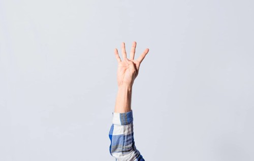 Number FOUR in sign language. Deaf and dumb counting the number FOUR in sign language