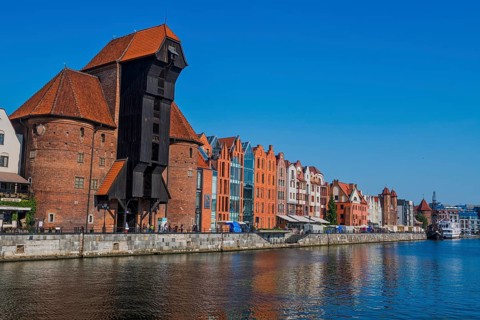 Hanseatic league houses on the Motlawa river