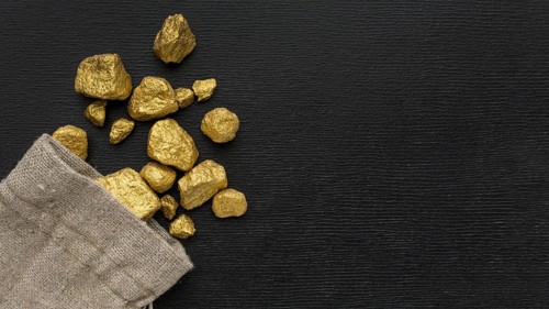 Top view gunny sack with gold ore. Resolution and high quality beautiful photo