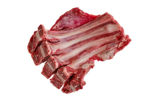 Raw fresh deer ribs isolated on white background